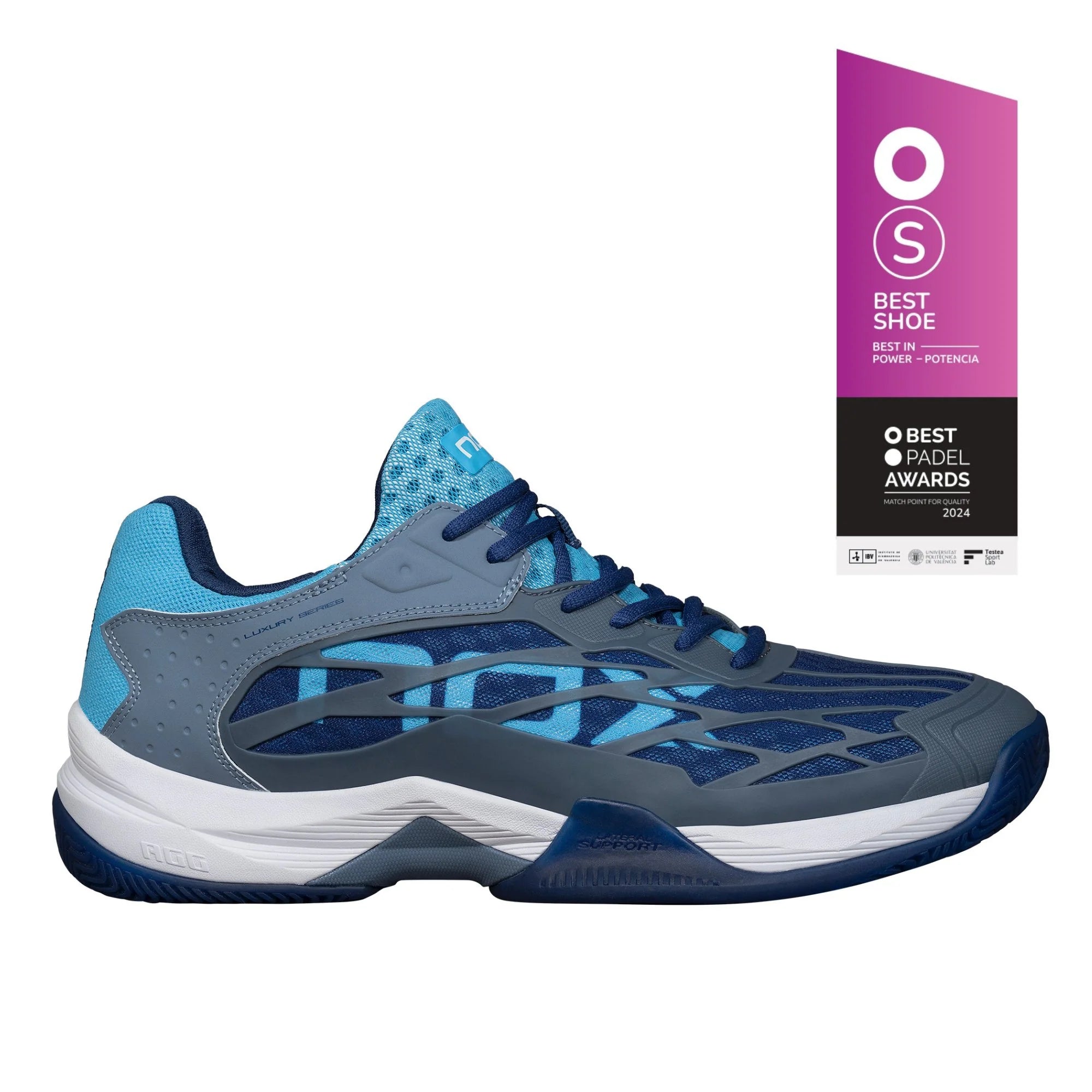 Zapatilla de pádel Nox AT10 Lux 2024 Gris/Azul - Agustín Tapia